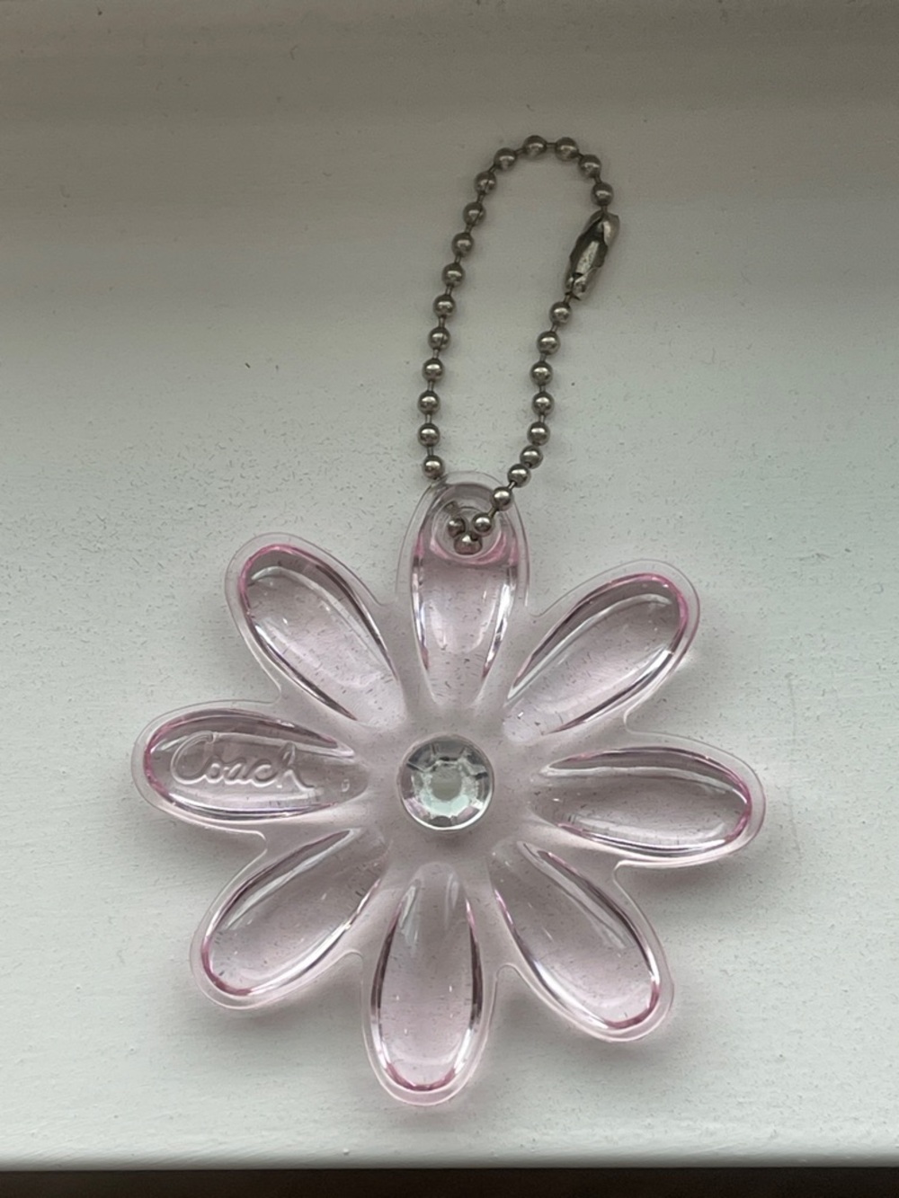 Y2K COACH POPPY PINK DAISY FLOWER ACRYLIC HANGTAG